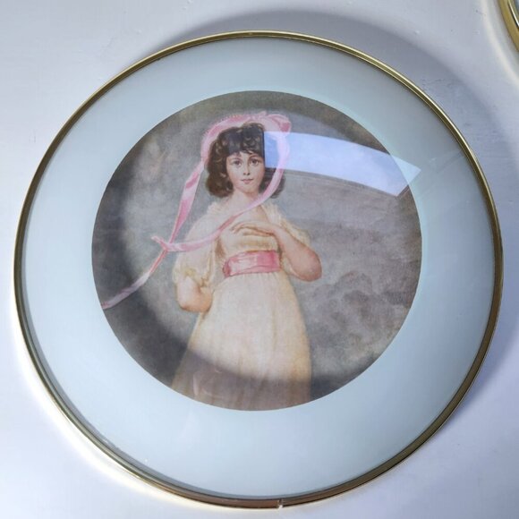 Vintage Pinkie and Blue Boy Set of 2 Convex Glass Bubble Frame Hanging Wall Art - Picture 5 of 8